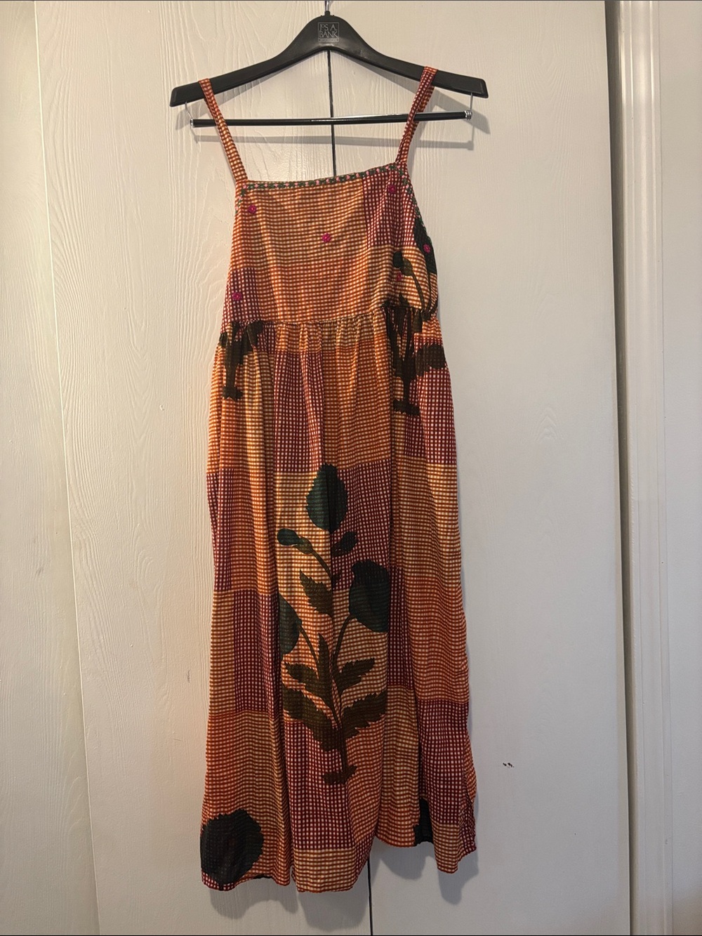 Never Worn NATURAL LIFE Orange and Black Floral Check Maxi Dress